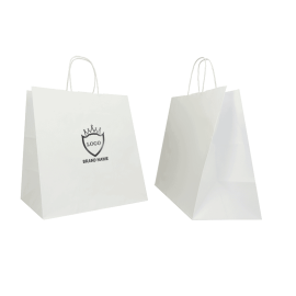 Customized Personalized shopping bag Safari 32x20x33 CM | PAPER SAFARI BAG WIDE BOTTOM| FLEXO PRINTING IN ONE COLOR ON PRE-DE...