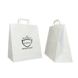 Customized 28x17x32 CM 28x17x32 CM | BOX PAPER BAG| FLEXO PRINTING IN ONE COLOR ON PRE-DEFINED AREAS ON BOTH SIDES