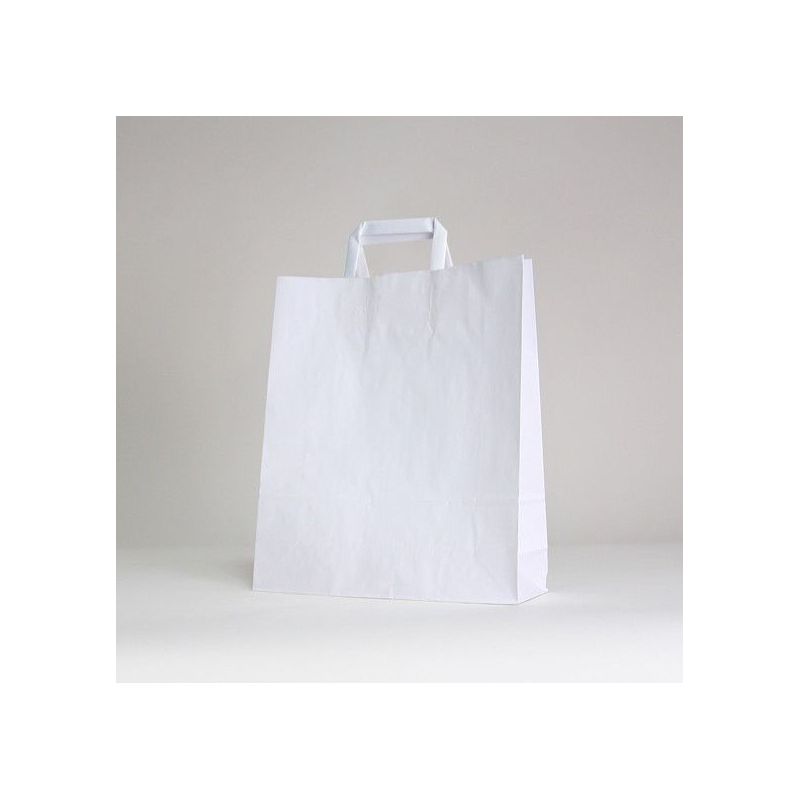 Customized Machine Made Paper Bags copy of White flat handles bag
