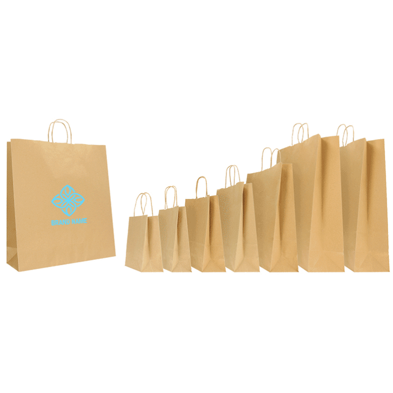 SAC SAFARI KRAFT NATUREL AVEC POIGNÉES TORSADÉES - Sac papier perso...