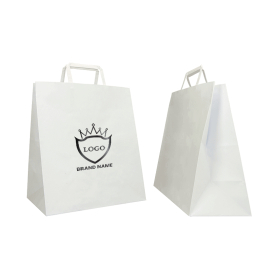 SAC BOX KRAFT BLANC AVEC POIGNÉES PLATES - Box | Centuryprint