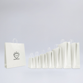 SAC SAFARI KRAFT BLANC AVEC IMPRESSION - Sac papier personnalisé Sa...