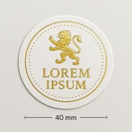 CUSTOM ROUND STICKERS WITH FOIL STAMPING & EMBOSSING | Ø 40 MM - Ho...
