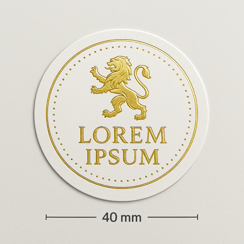 CUSTOM ROUND STICKERS WITH FOIL STAMPING & EMBOSSING | Ø 40 MM - Ho...