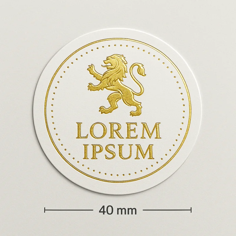CUSTOM ROUND STICKERS WITH FOIL STAMPING & EMBOSSING | Ø 40 MM - Ho...