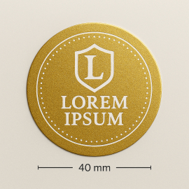 AUTOCOLLANTS VINYLE DORÉ AVEC IMPRESSION BLANCHE | Ø 40 MM - Início...