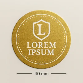 AUTOCOLLANTS VINYLE DORÉ AVEC IMPRESSION BLANCHE | Ø 40 MM - Início...