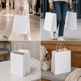 SAC EN PAPIER À POIGNÉES TORSADEES | 22 x 30 x 10 cm | IMPRESSION C...