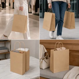 SAC EN PAPIER À POIGNÉES TORSADEES | 26 x 14 x 34 cm | IMPRESSION C...